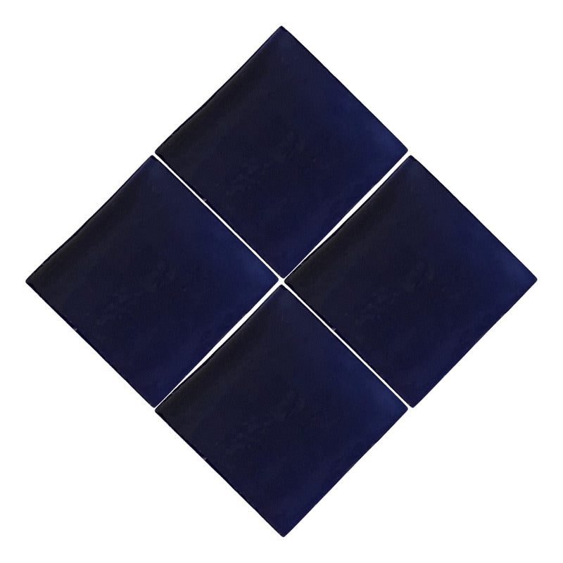 Azulejo Artesanal Talavera Liso 90pz Colores Azul Brilloso