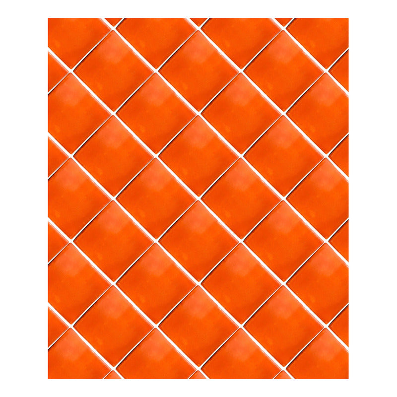 Azulejo Artesanal Talavera Liso 90pz Colores  Naranja Sobre Blanco