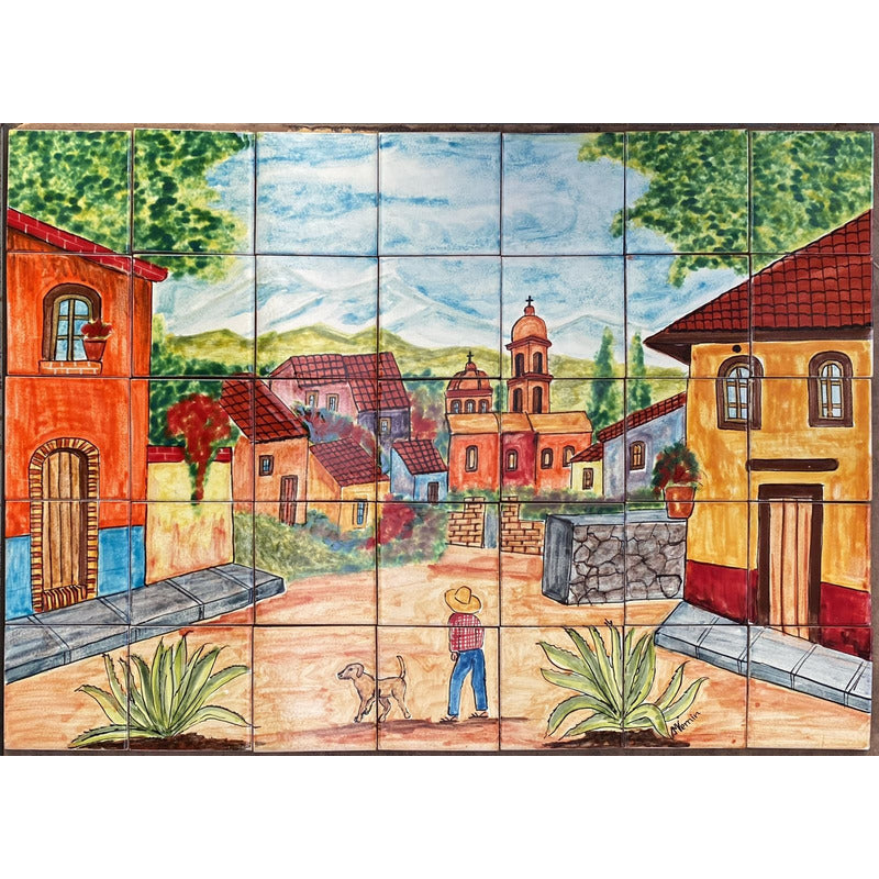Mural 35pz Azulejo Artesanal Tipo Talavera Liso #m035-83 M035-83