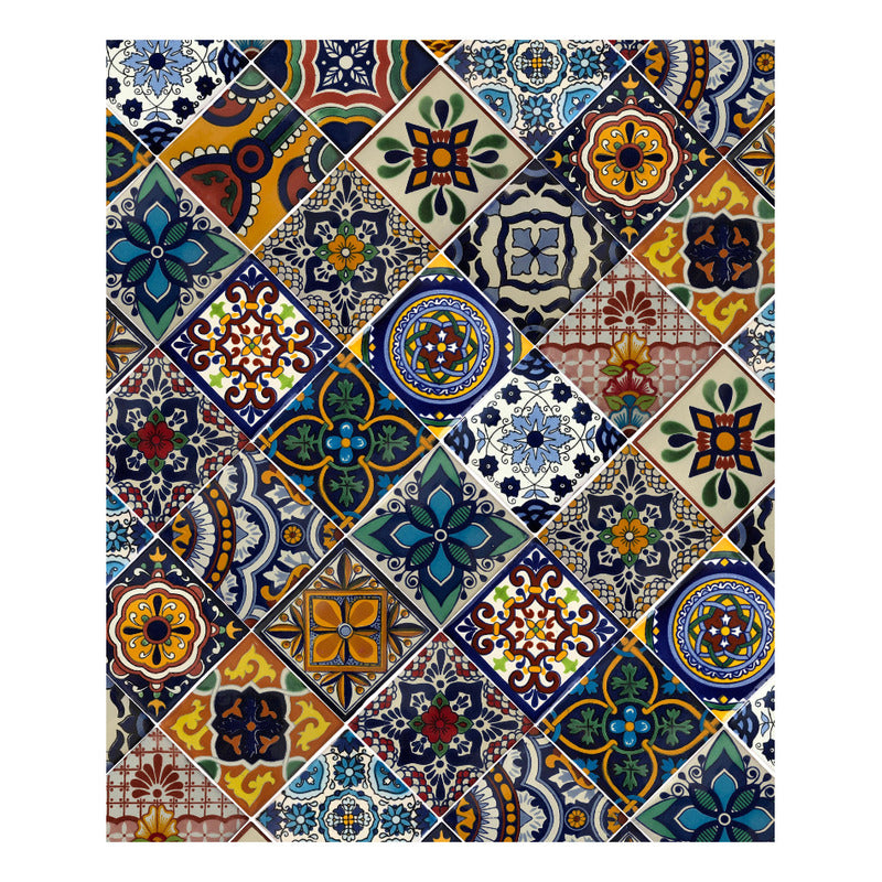Azulejo 10.5cm Artesanal Tipo Talavera Liso 90pz Surtido N25