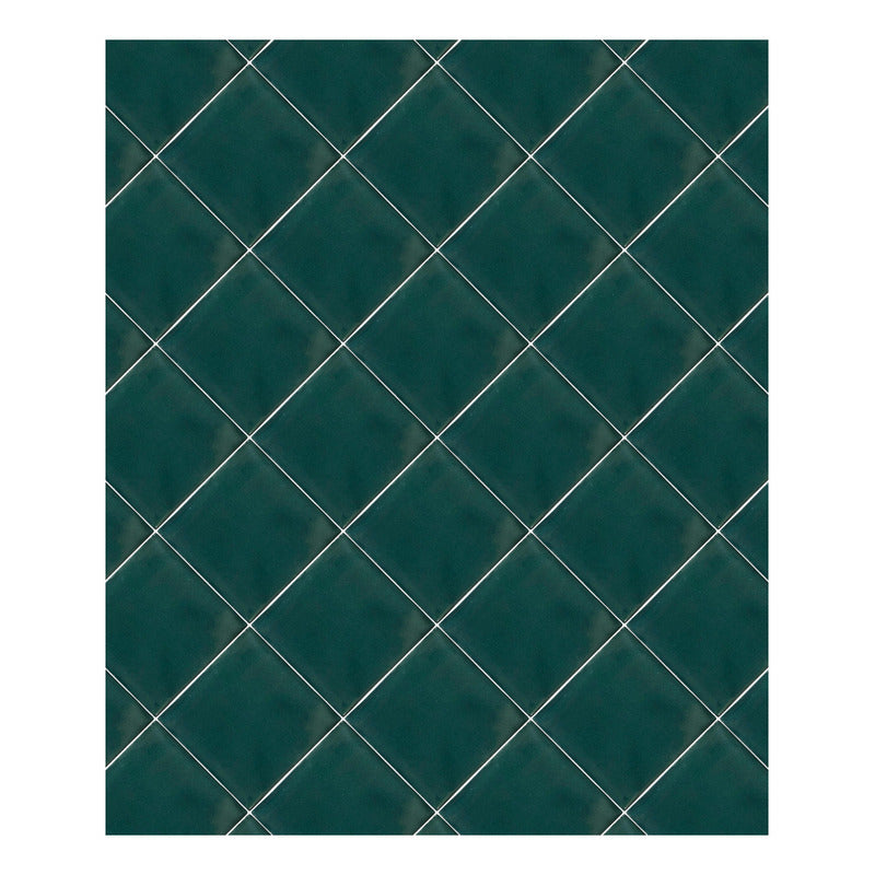 Azulejo 10.5cm Artesanal Tipo Talavera Liso 90pz Colores Verde Pavo Sobre Blanco