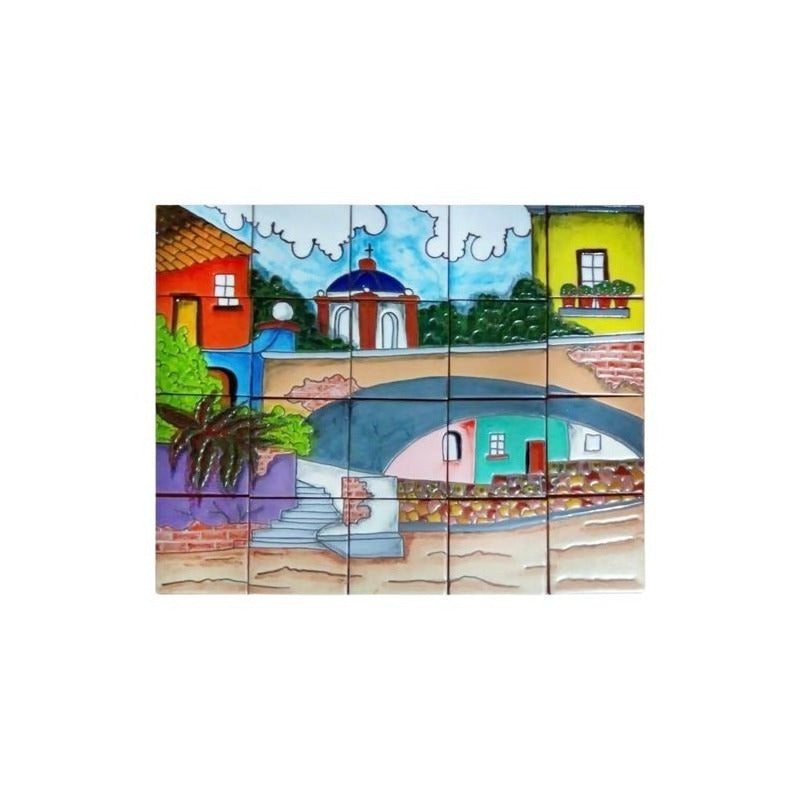 Mural 20pz Azulejo Artesanal Tipo Talavera Relieve #02