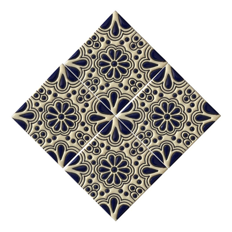 Azulejo 11cm Artesanal Tipo Talavera Relieve 90pz #acrs-18