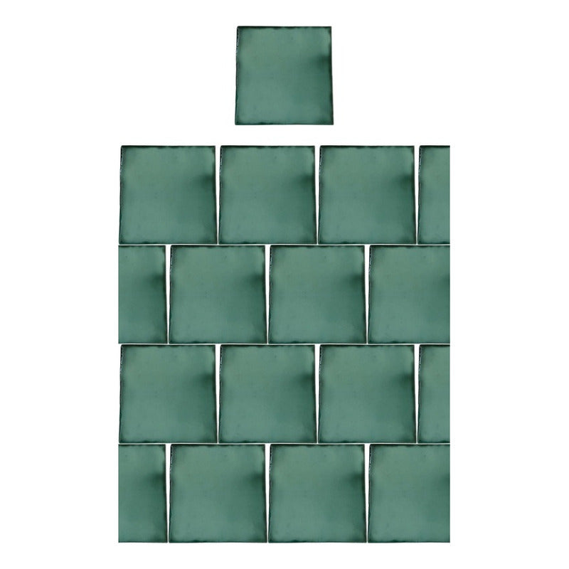 Azulejo 15.5cm Artesanal Talavera Liso 44pz Verde Esmeralda