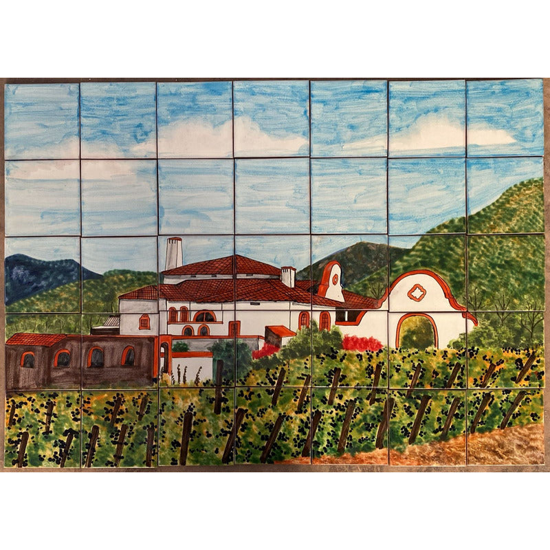 Mural 35pz Azulejo Artesanal Tipo Talavera Liso #m035-21