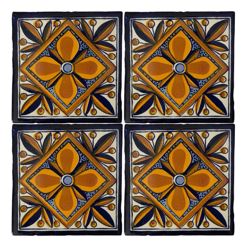 Azulejo 10.5cm Artesanal Tipo Talavera Liso 90pz #acln-28