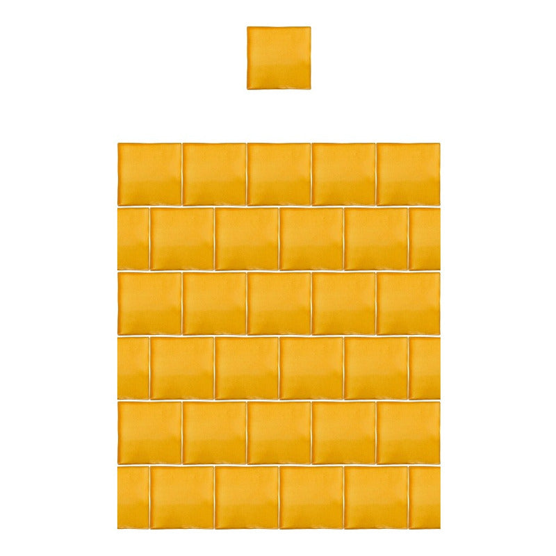 Azulejo 15.5cm Artesanal Talavera Liso 44pz Colores Amarillo Sobre Blanco