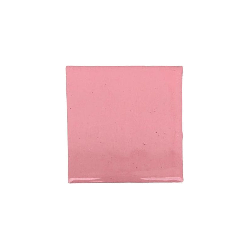 Azulejo 10.5cm Artesanal Tipo Talavera Liso 90pz Rosa 64