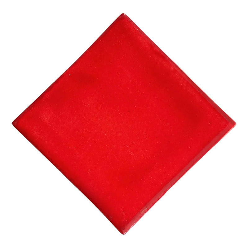 Azulejo 10.5cm Artesanal Tipo Talavera Liso 90pz Colores Rojo Sobre Blanco