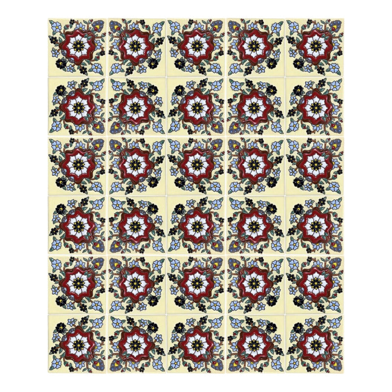 Azulejo 11cm Artesanal Talavera Relieve 90pz #acrs-40