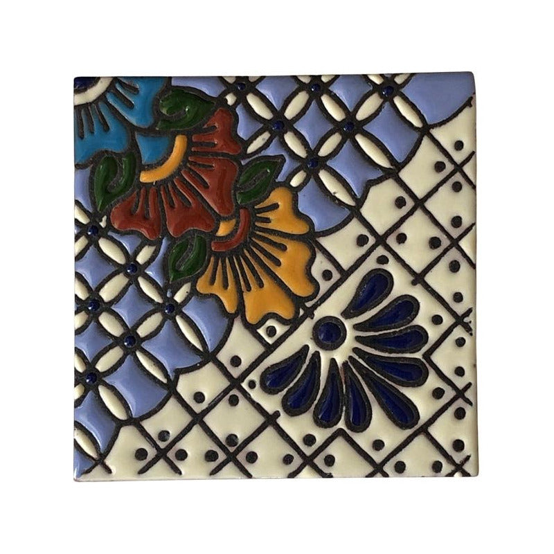 Azulejo 11cm Artesanal Tipo Talavera Relieve 10pz #acrs Acrs-19