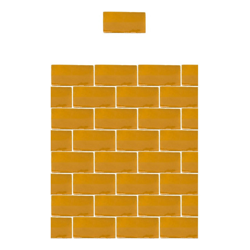 Azulejo 7.5cmx15.5cm Artesanal Talavera Liso 86pz Ama Mostaz