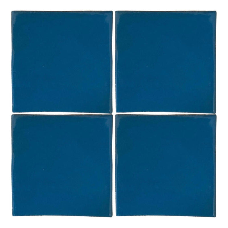 Azulejo Artesanal Talavera Liso 90pz Azul Turquesa