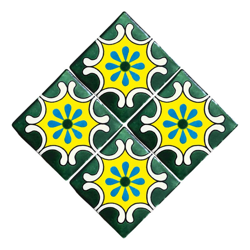 Azulejo 10.5cm Artesanal Tipo Talavera Liso 90pz #acln-53
