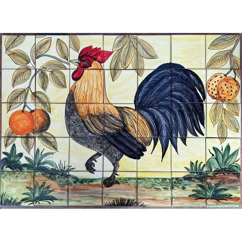 Mural 35pz Azulejo Artesanal Tipo Talavera Liso #m035-128 M035-128.03
