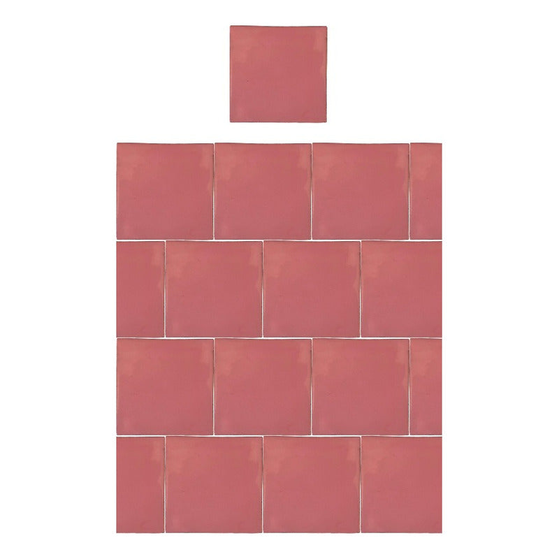 Azulejo 15.5cm Artesanal Talavera Liso 44pz Rosa Normal
