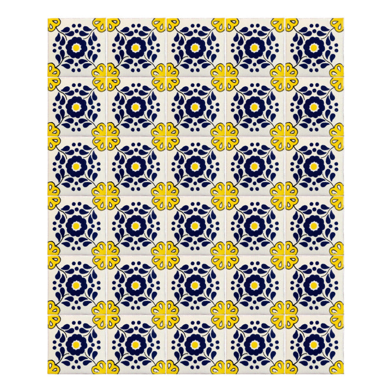 Azulejo 10.5cm Artesanal Tipo Talavera Liso 90pz #acln-36