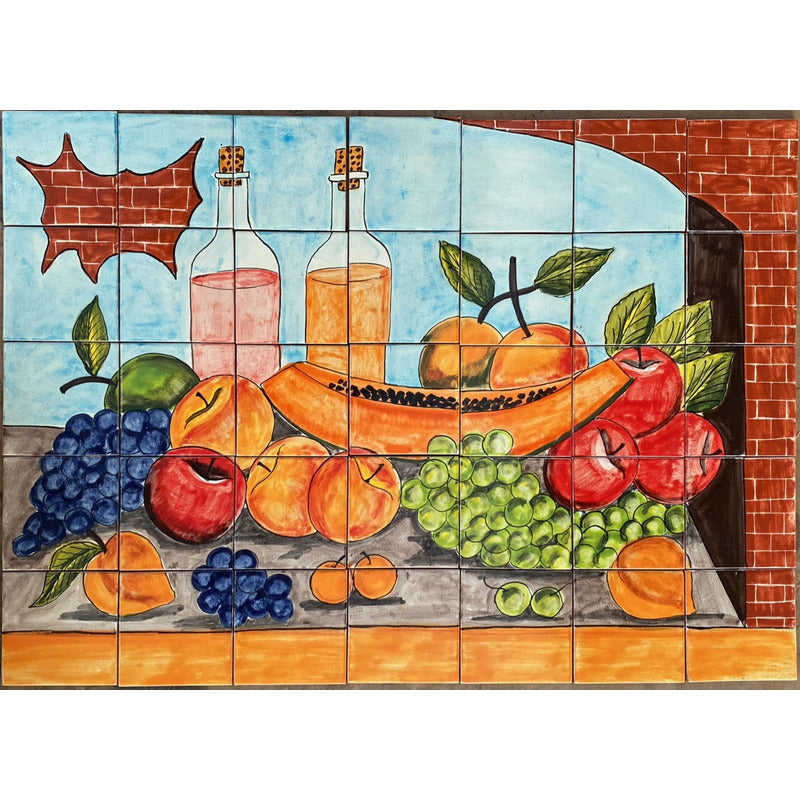 Mural 35pz Azulejo Artesanal Tipo Talavera Liso #m035-104 M035-104