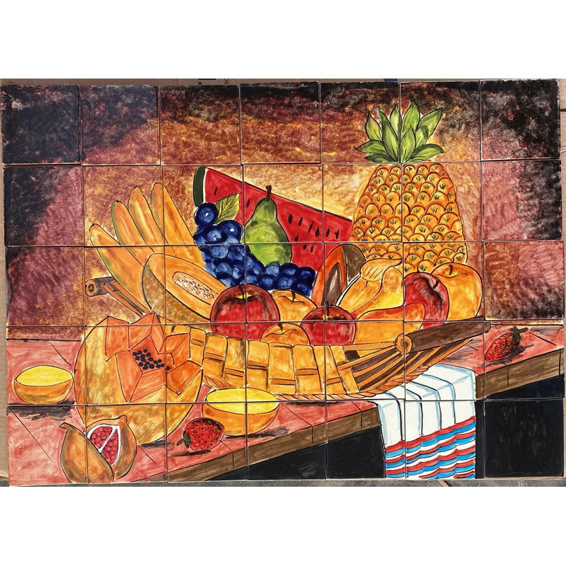 Mural 35pz Azulejo Artesanal Tipo Talavera Liso #m035-105 M035-105