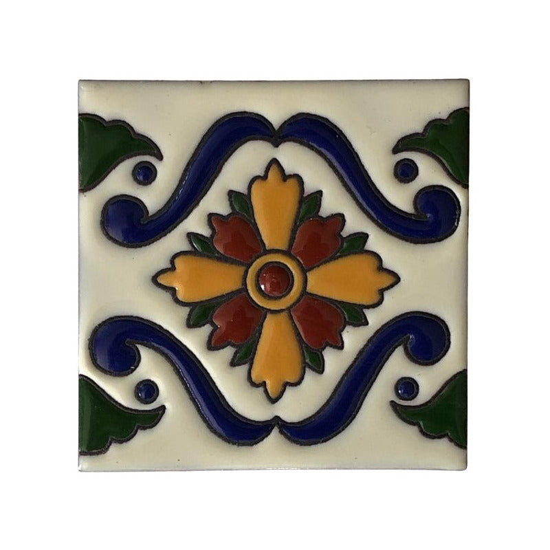Azulejo 11cm Artesanal Tipo Talavera Relieve 30pz #acrs Surtido Acrs