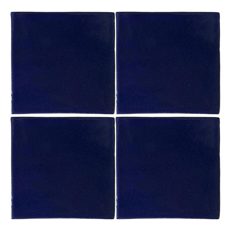 Azulejo 10.5cm Artesanal Tipo Talavera Liso 90pz Colores  Azul Cobalto