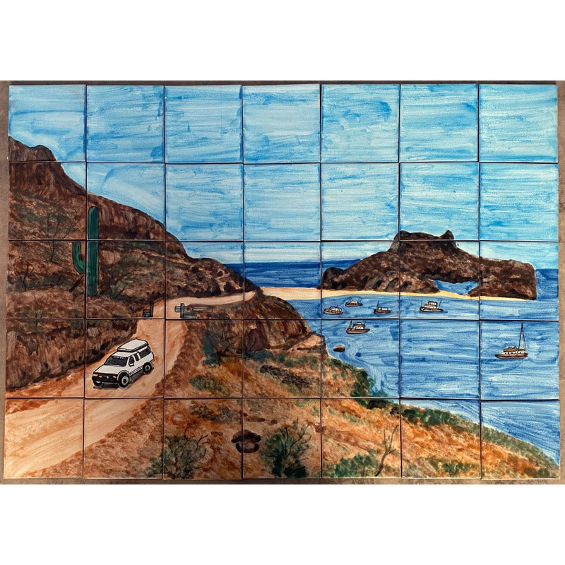 Mural 35pz Azulejo Artesanal Tipo Talavera Liso #m035-71 M035-71.02