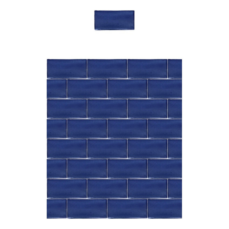 Azulejo 7.5cmx15.5cm Artesanal Talavera Liso 86pz Azul Mezcl