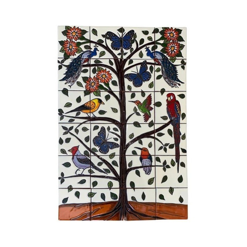 Mural 24pz Azulejo Artesanal Tipo Talavera Relieve #m024-26