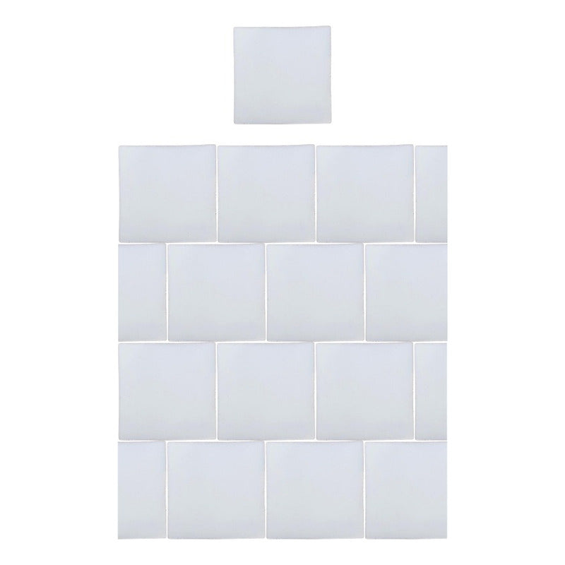 Azulejo 15.5cm Artesanal Talavera Liso 44pz Blanco Puro