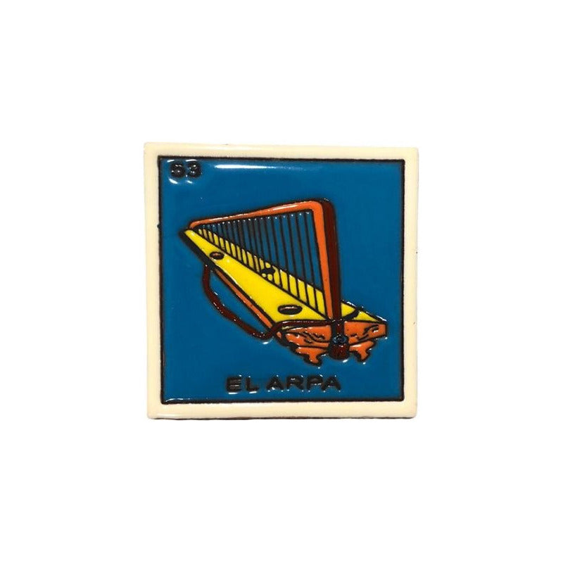 Lotería Azulejo Artesanal Tipo Talavera Relieve 10pz #alrn01 El Arpa