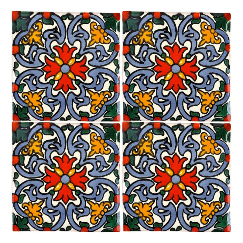 Azulejo 10.5cm Artesanal Tipo Talavera Liso 90pz #acln-45