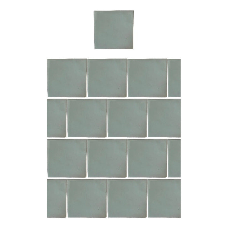 Azulejo 15.5cm Artesanal Talavera Liso 44pz Verde Menta