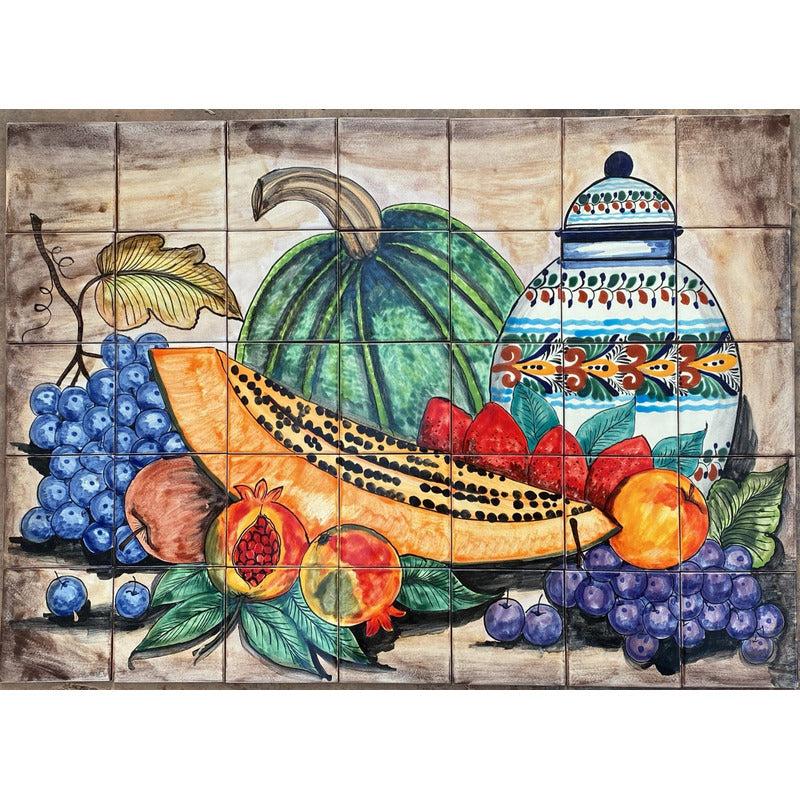 Mural 35pz Azulejo Artesanal Tipo Talavera Liso #m035-103 M035-103