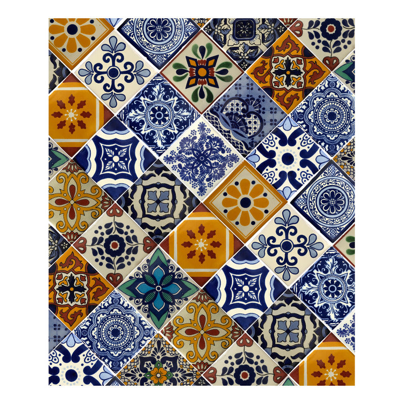 Azulejo 10.5cm Artesanal Tipo Talavera Liso 90pz Surtido N02