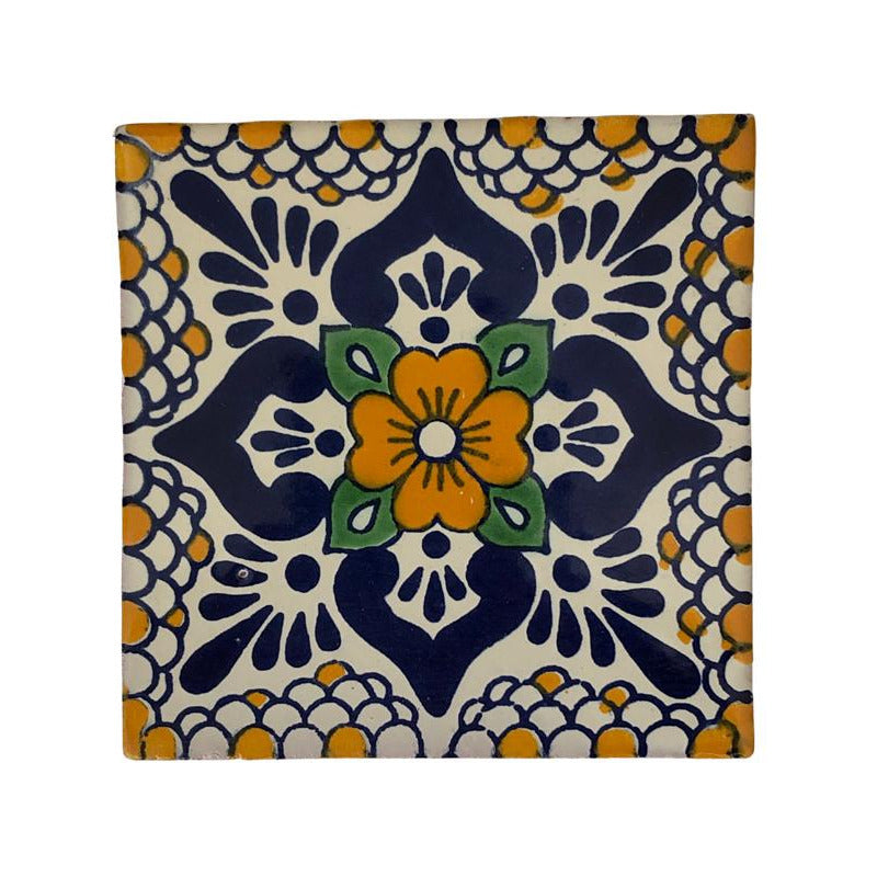 Azulejo 10.5cm Artesanal Tipo Talavera Liso 90pz #acln-37