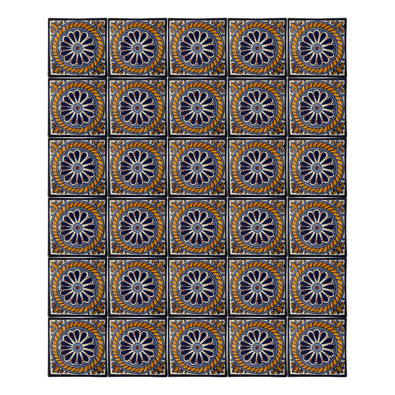 Azulejo 10.5cm Artesanal Tipo Talavera Liso 90pz #acln-32