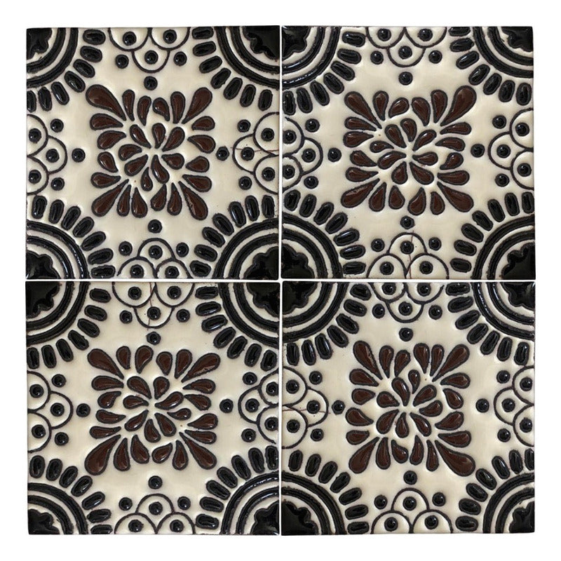 Azulejo 11cm Artesanal Tipo Talavera Relieve 90pz #acrs-33