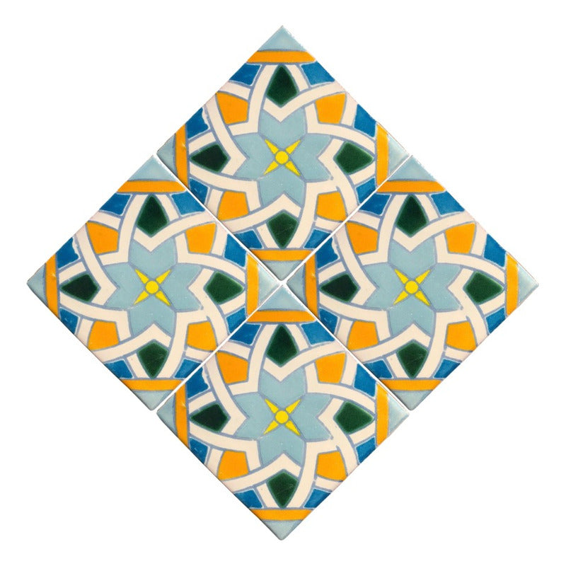 Azulejo 10.5cm Artesanal Talavera Liso 90pz #acln-44