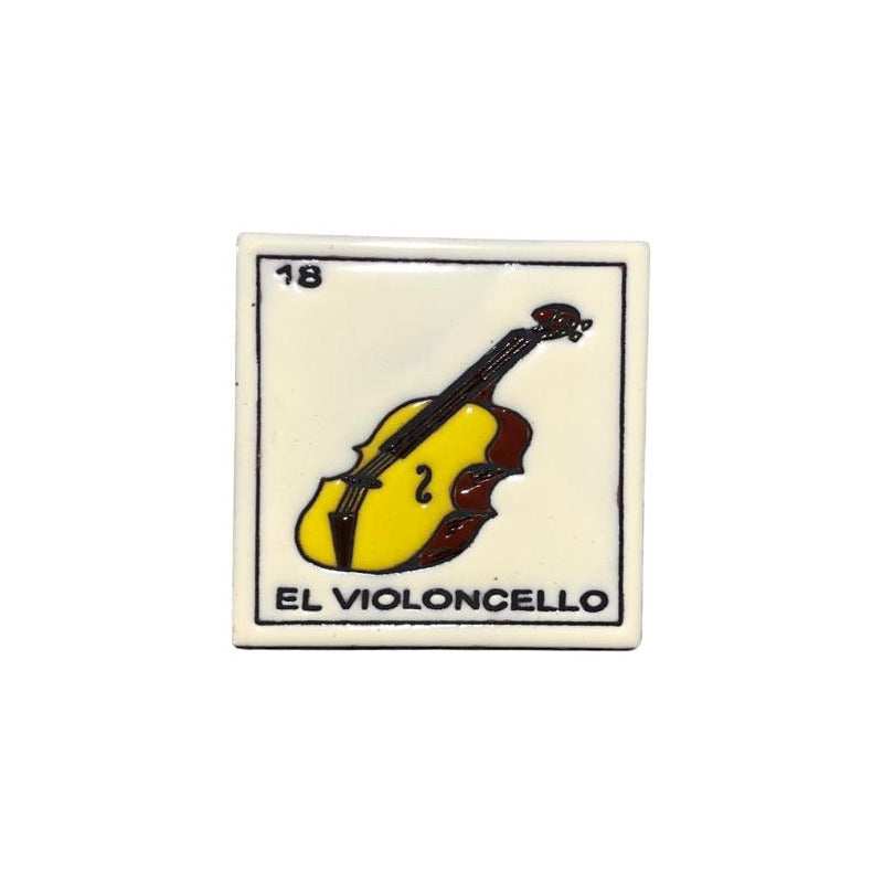Lotería Azulejo Artesanal Tipo Talavera Relieve 10pz #alrn01 El Violoncello