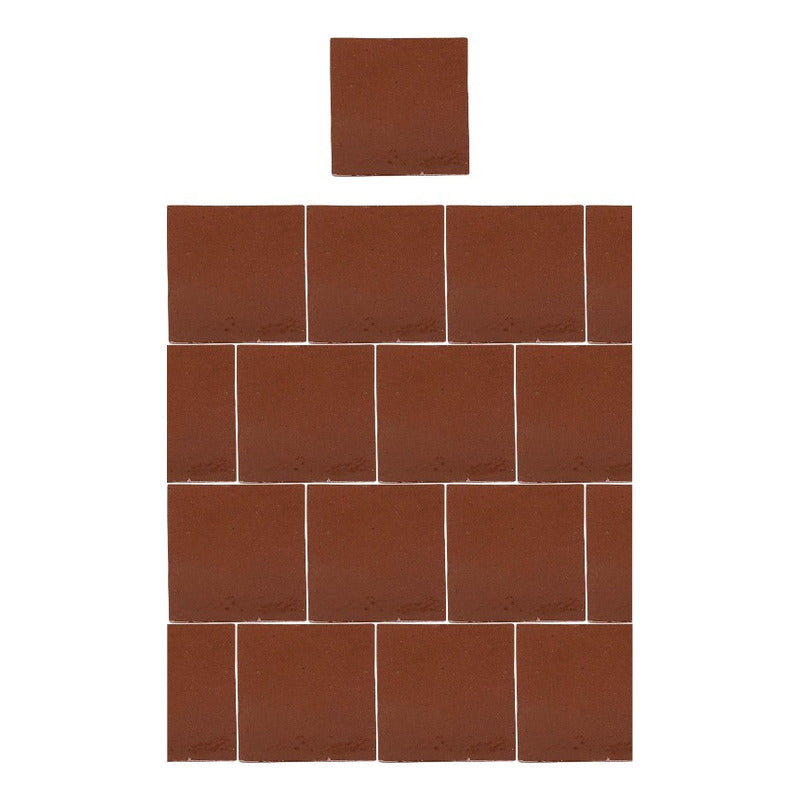 Azulejo 15.5cm Artesanal Talavera Liso 44pz Terracota