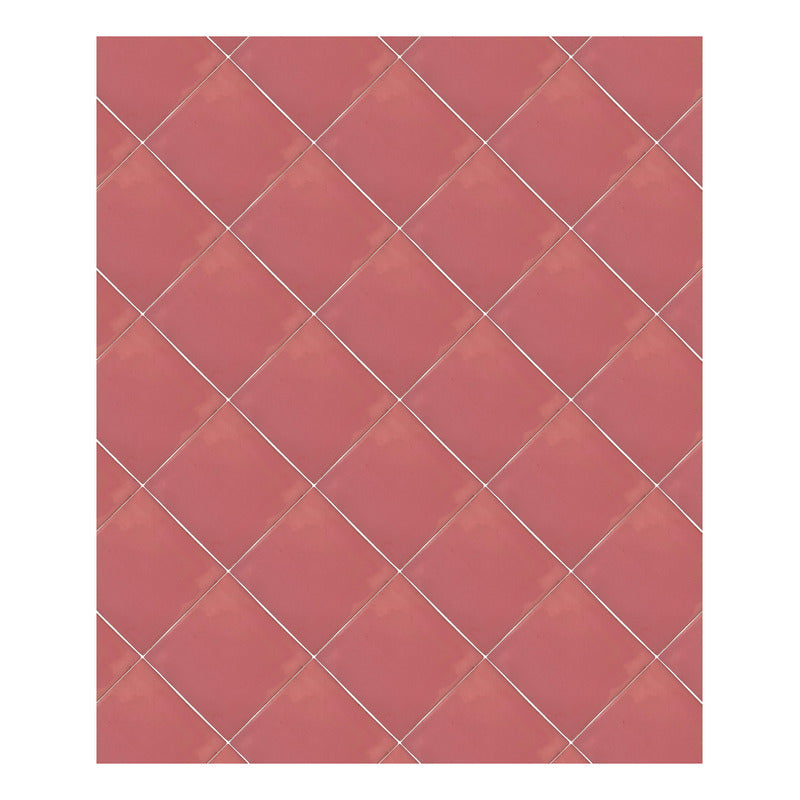 Azulejo 10.5cm Artesanal Tipo Talavera Liso 90pz Colores  Rosa Normal