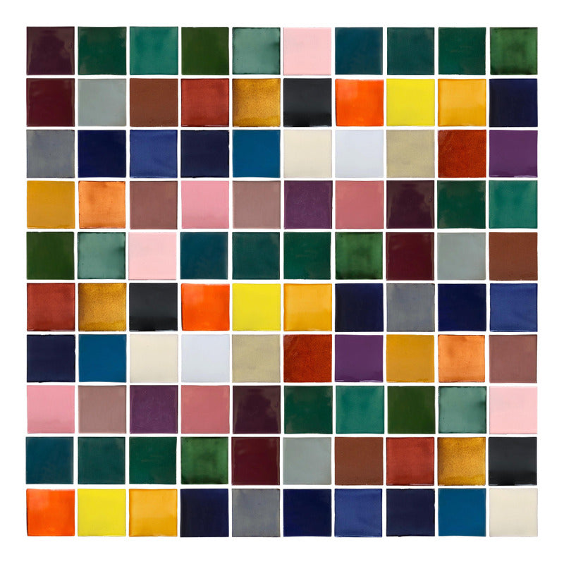 Azulejo 10.5cm Artesanal Tipo Talavera Liso 90pz Colores  Surtido Colores