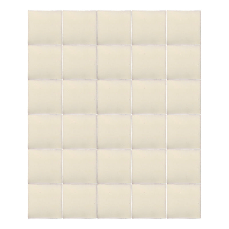 Azulejo 10.5cm Artesanal Talavera Liso 90pz Blanco Mexicano