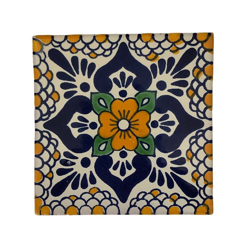 Azulejo 10.5cm Artesanal Tipo Talavera Liso 90pz #acln Acln-37
