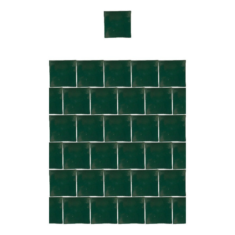 Azulejo 15.5cm Artesanal Talavera Liso 44pz Colores Verde Brillante