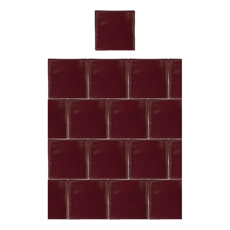 Azulejo 15.5cm Artesanal Talavera Liso 44pz Vino