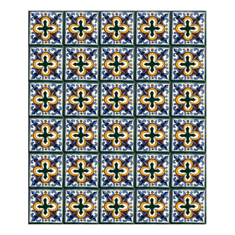 Azulejo 10.5cm Artesanal Tipo Talavera Liso 90pz #acln Acln-43