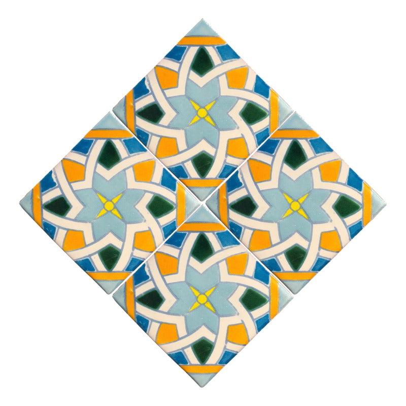 Azulejo 10.5cm Artesanal Tipo Talavera Liso 90pz #acln-44