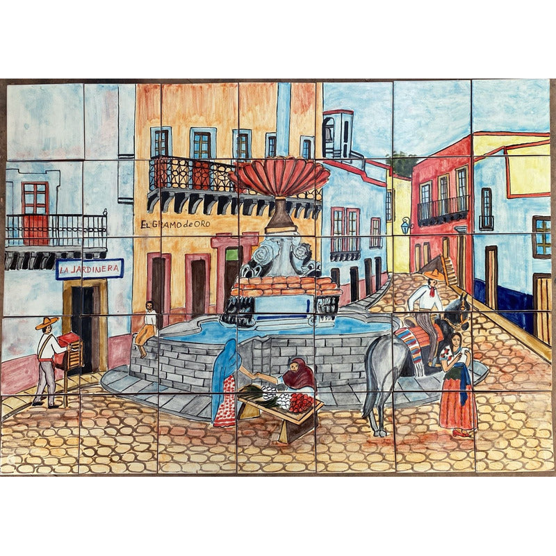 Mural 35pz Azulejo Artesanal Tipo Talavera Liso #m035-76 M035-76