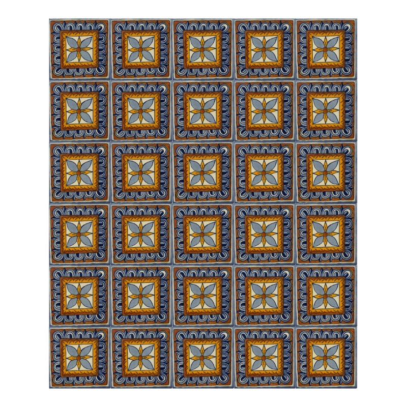 Azulejo 10.5cm Artesanal Tipo Talavera Liso 90pz #acln Acln-35